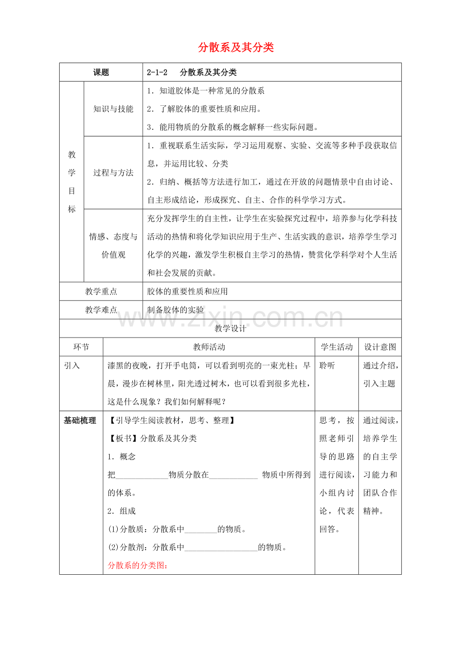 高一化学-212-分散系及其分类教学设计.doc_第1页
