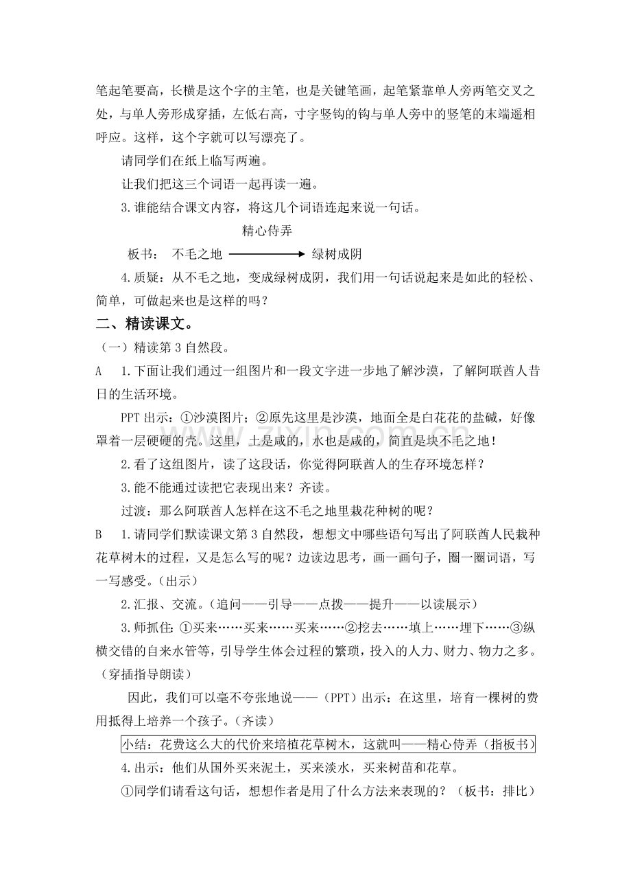 沙漠中的绿洲时教案.doc_第2页