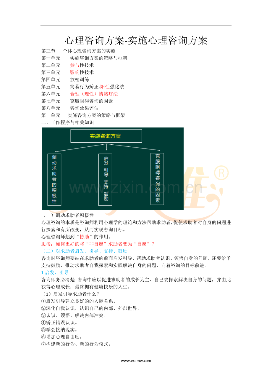 心理咨询师考试知识点重点考点归纳9-心理咨询方案-实施心理咨询方案.doc_第1页