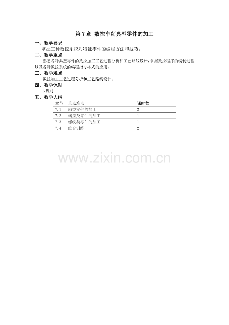 《数控车削编程与加工技术》教学参考讲义-第七章.doc_第1页