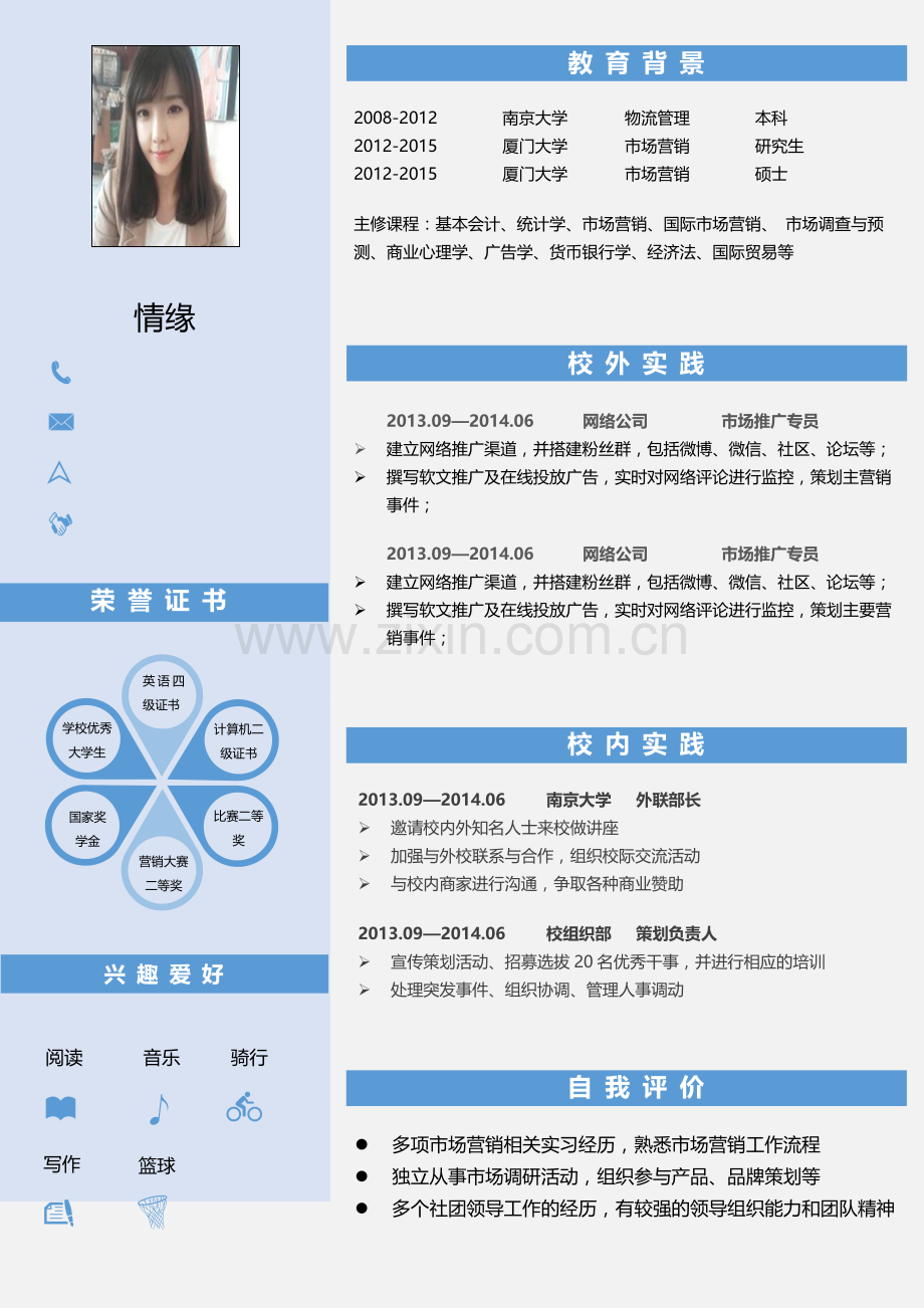 个人简历模板5套.docx_第1页