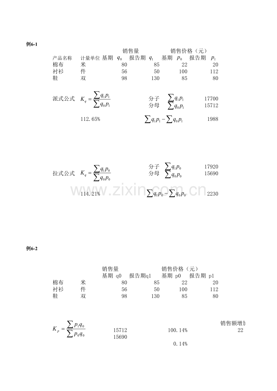统计技术应用课件第六章例题计算记录.xls_第1页