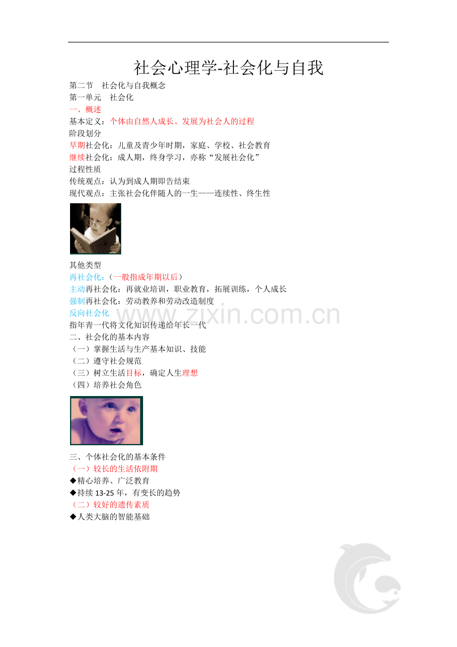 心理咨询师考试考点归纳总结11-社会心理学-社会化与自我.doc_第1页