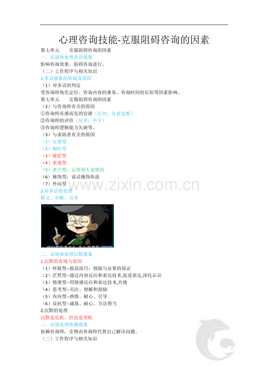 心理咨询师考试考点归纳总结13-心理咨询技能-克服阻碍咨询的因素.doc_第1页