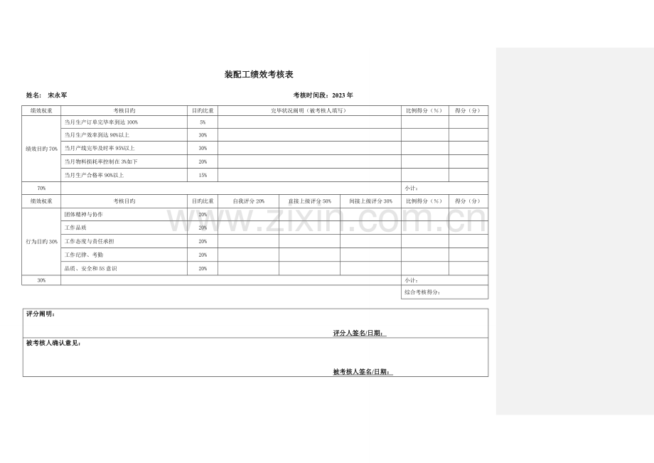装配工绩效考核表.doc_第1页