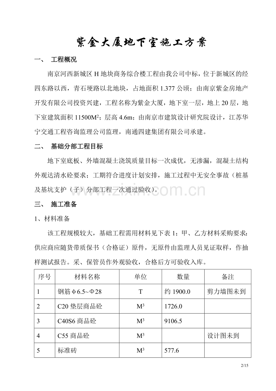 地下室施工基础施工方案(紫金).doc_第2页
