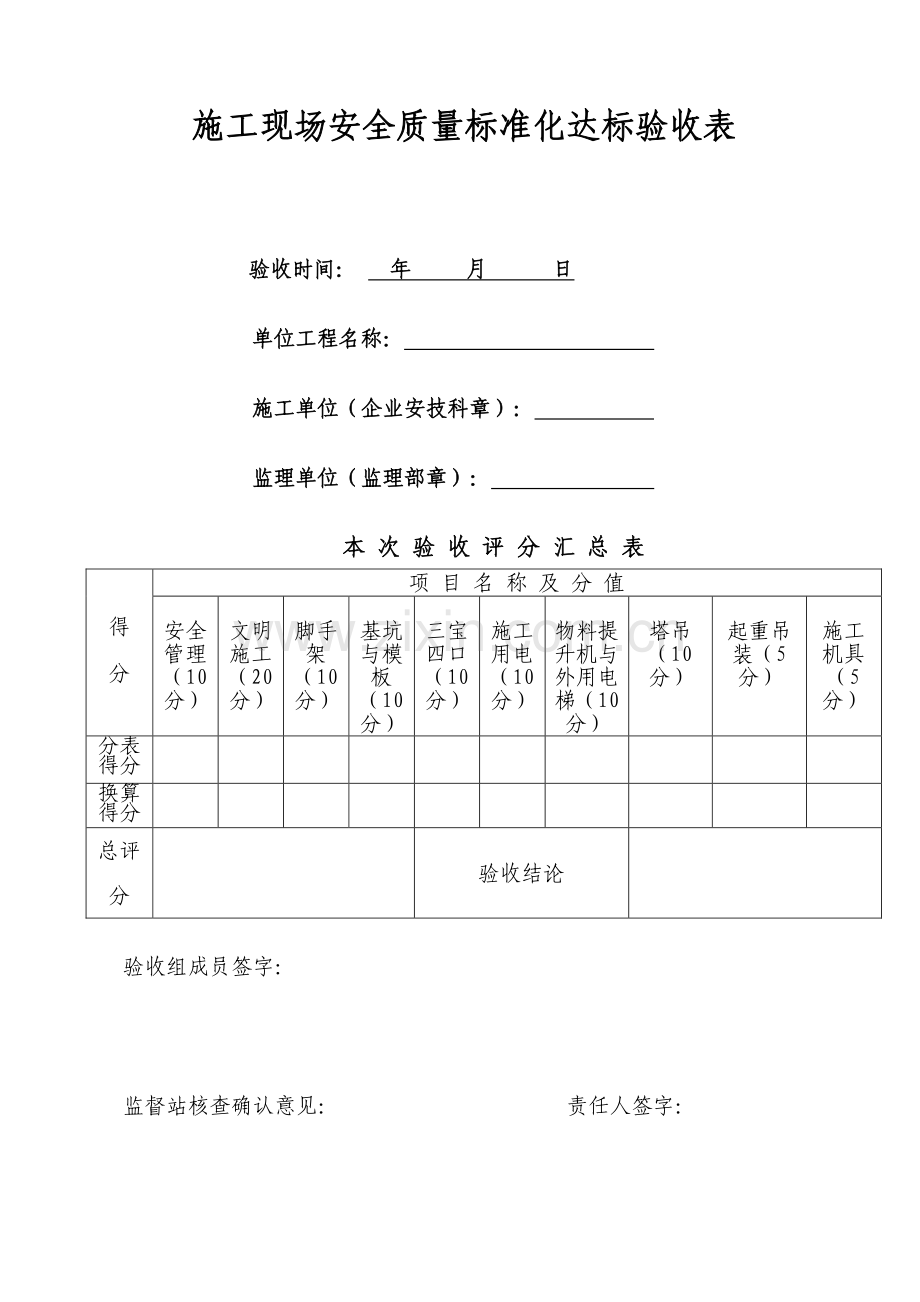 施工现场安全质量标准化达标验收表.doc_第1页
