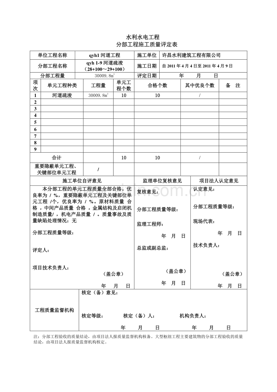 9水利水电工程项目施工质量评定表-(3).doc_第1页