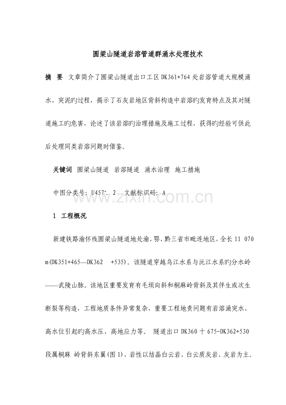 隧道岩溶管道群涌水处理技术.doc_第1页
