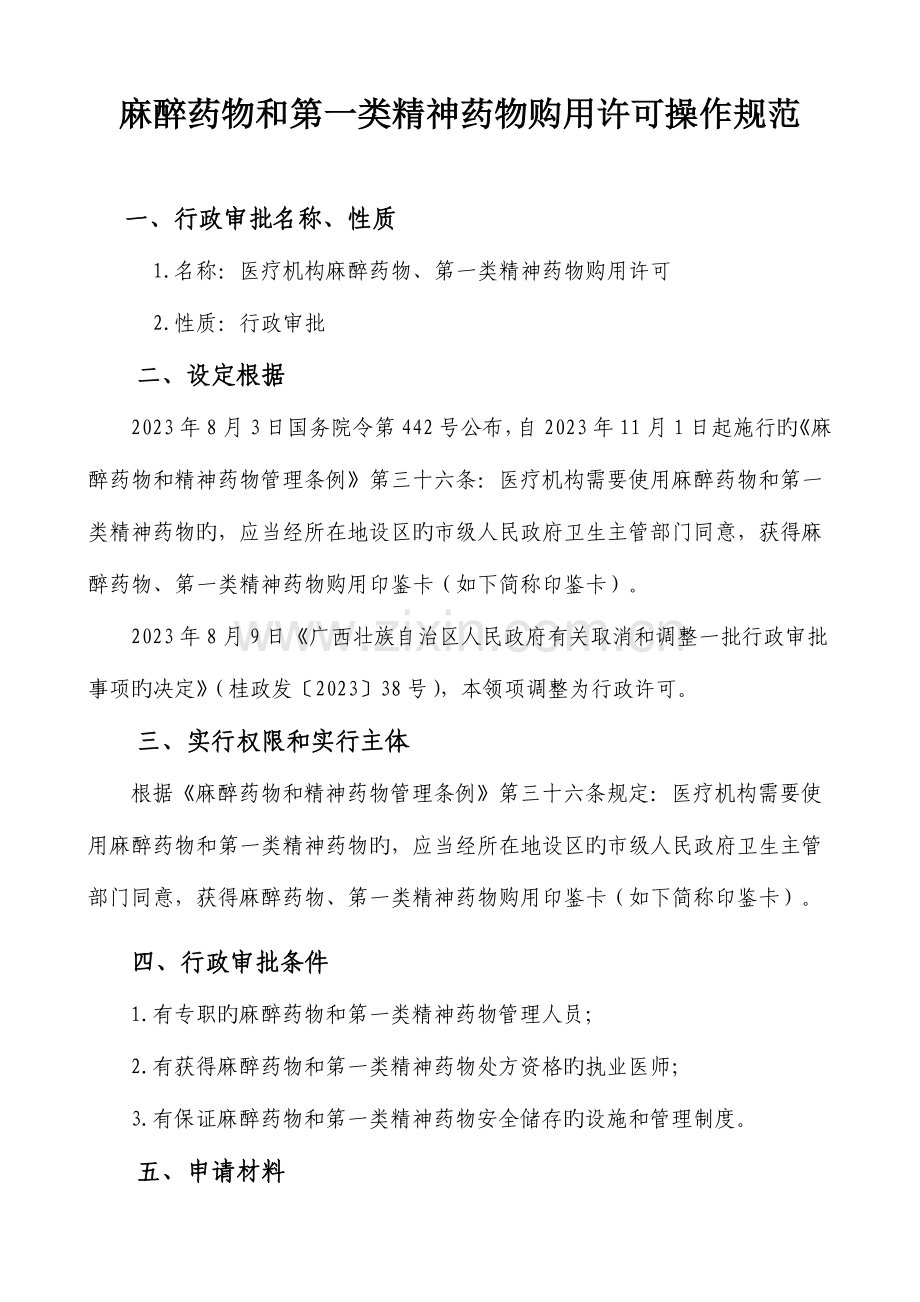 麻醉药品和第一类精神药品购用许可操作规范.doc_第1页