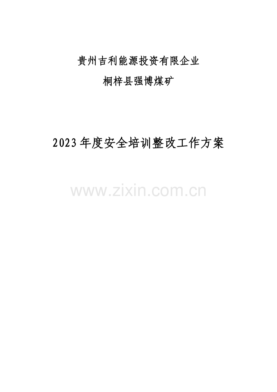 煤矿安全培训整治工作方案.docx_第1页
