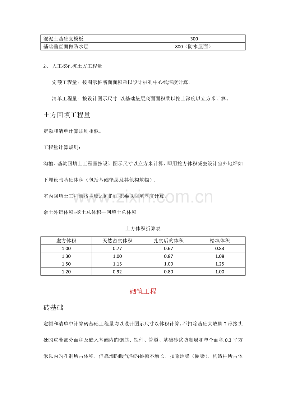 清单工程量和定额工程量的计算规则对比.docx_第2页