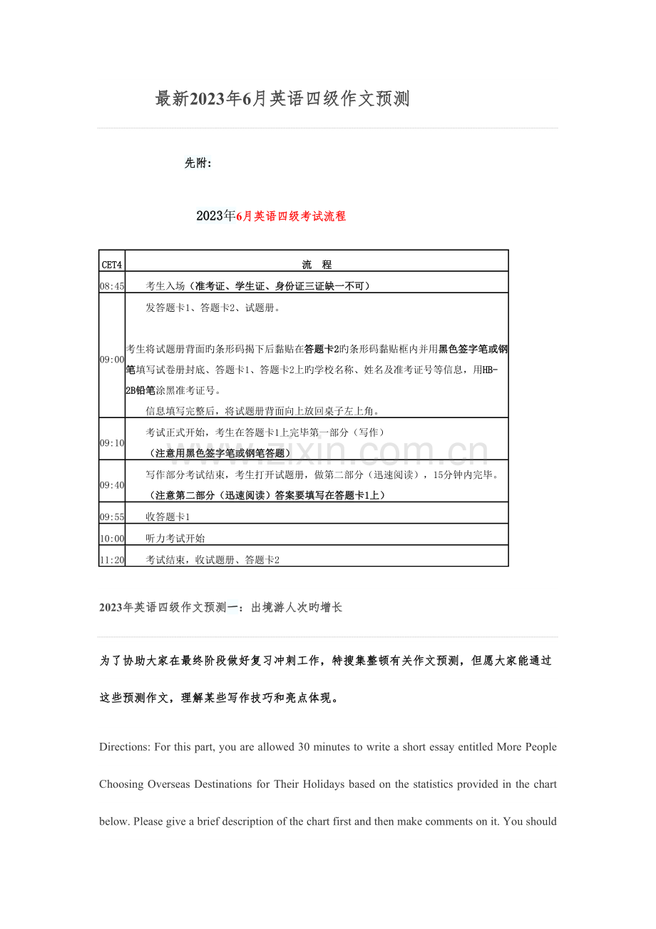 2023年英语四级作文预测及范文.doc_第1页