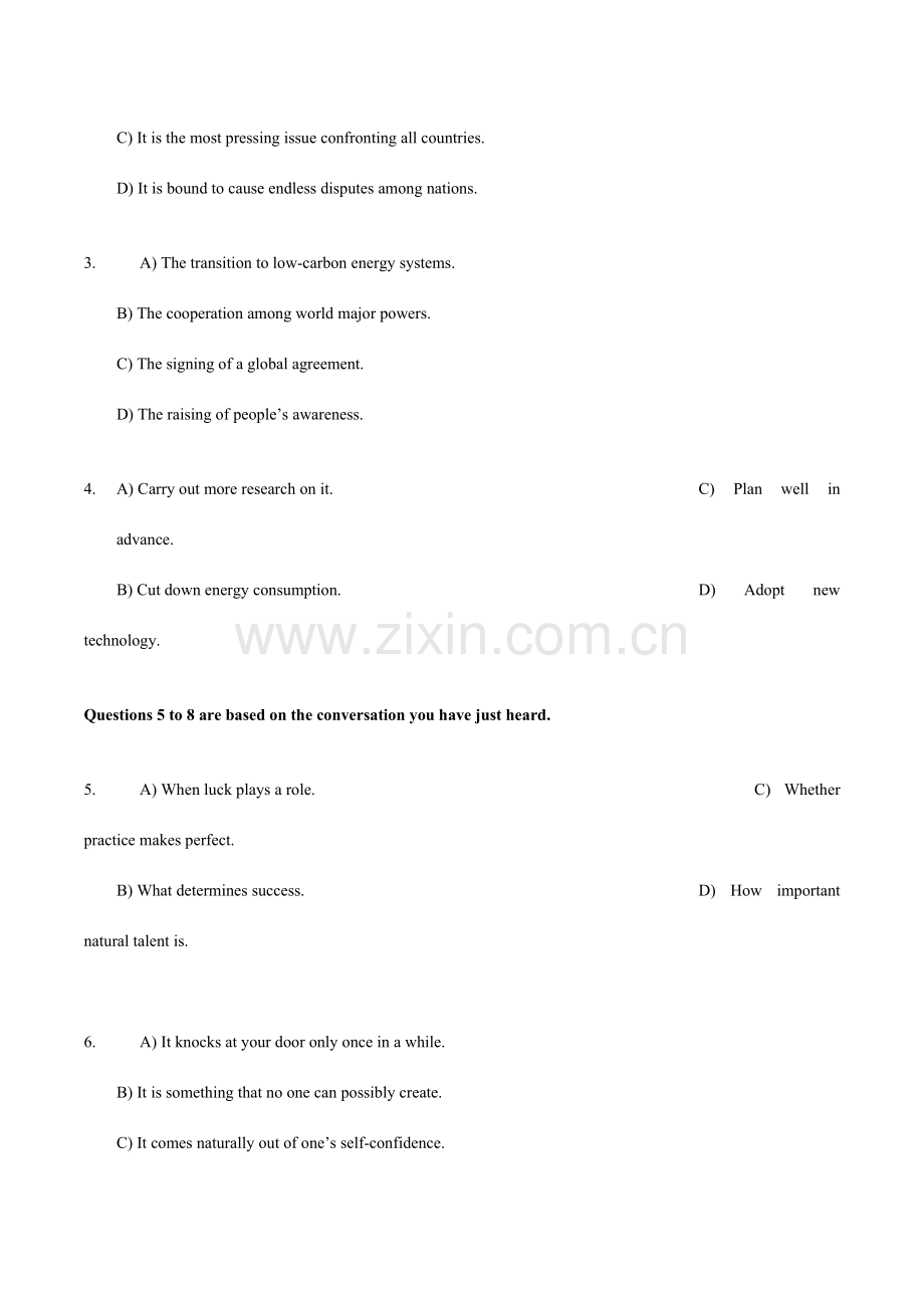 2023年12月英语六级考试试题第一套含答案.doc_第2页