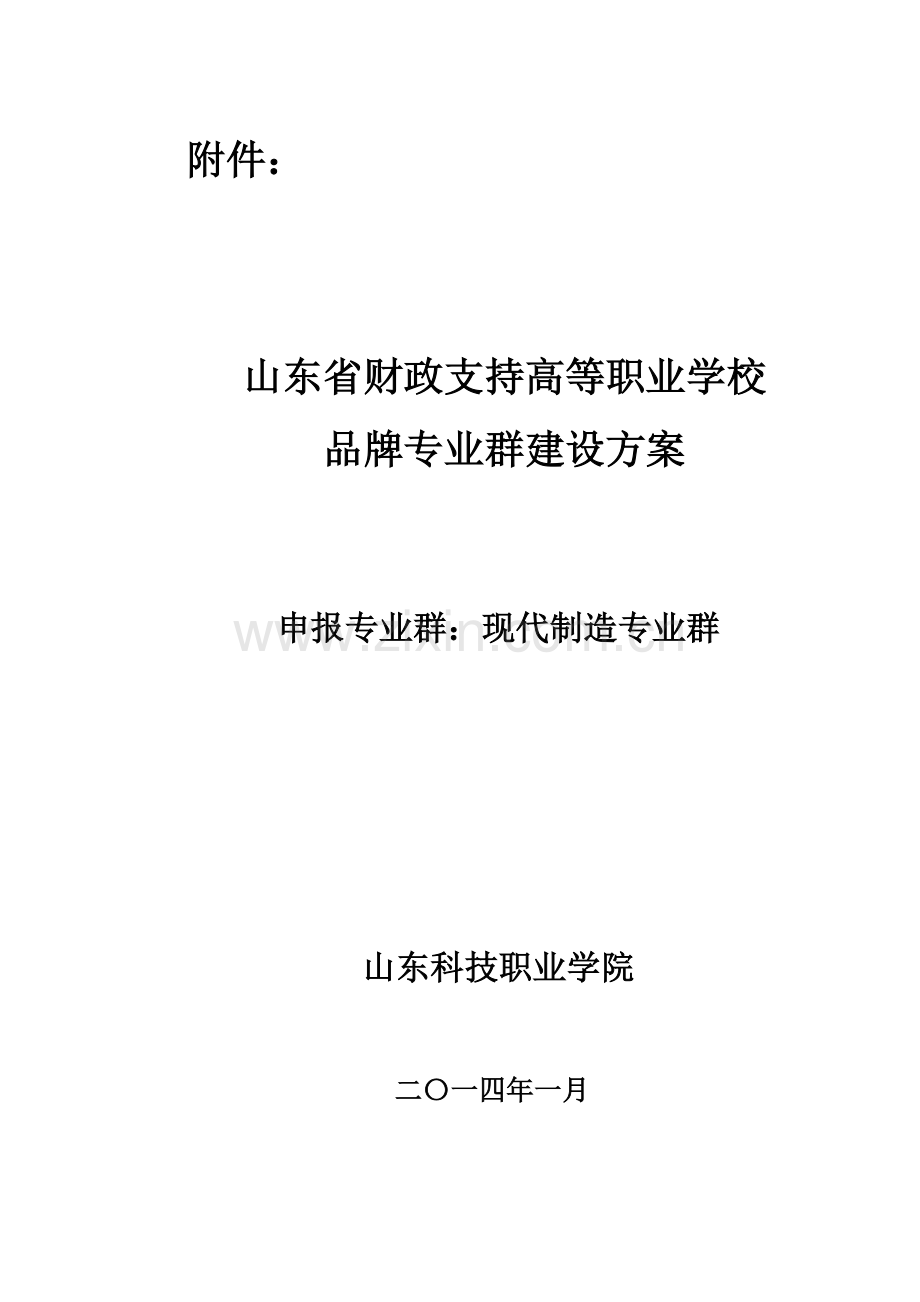 山东省财政支持高等职业学校品牌专业群建设方案.doc_第1页