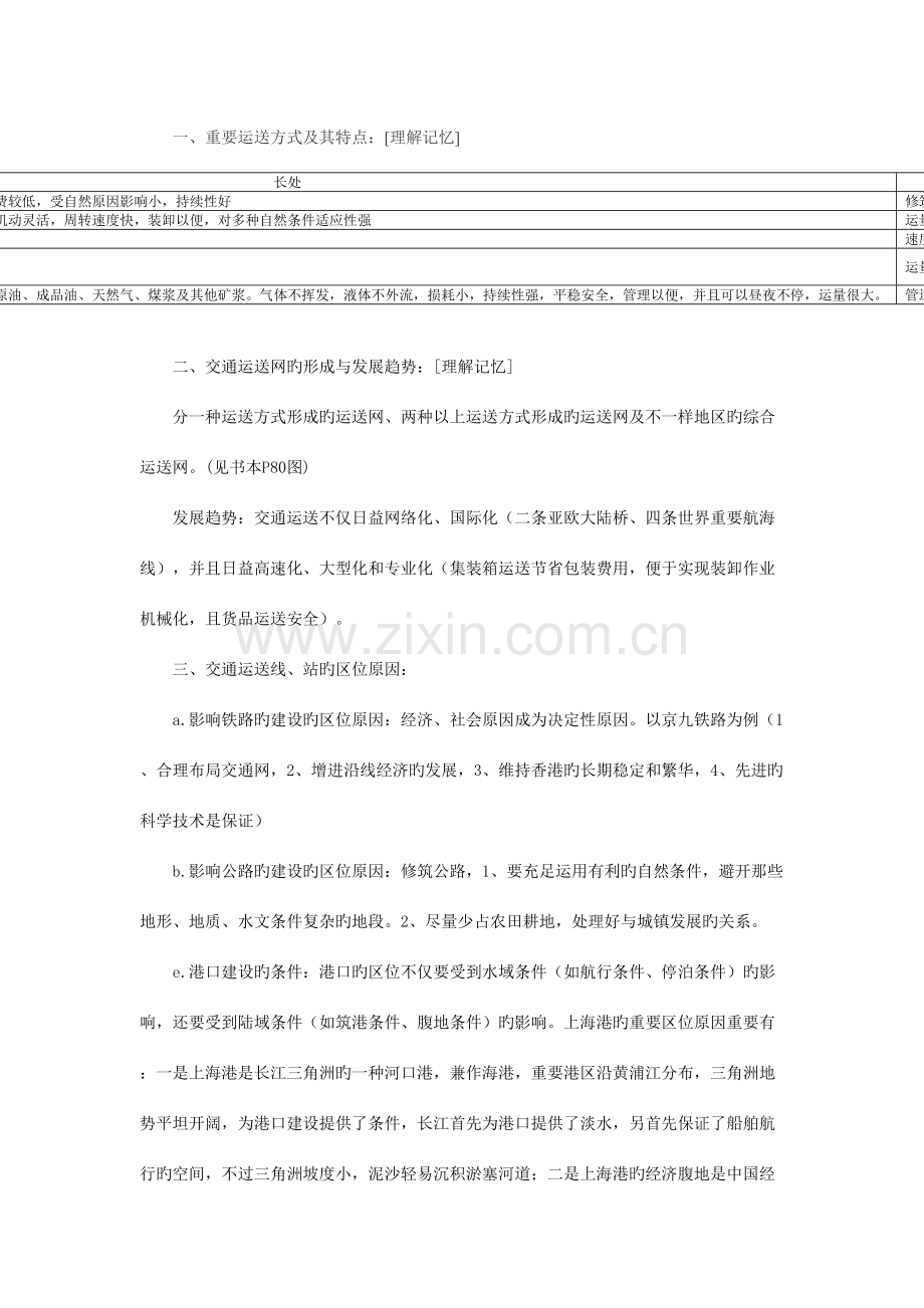 2023年地理交通运输布局及其影响知识点分析素材.doc_第1页