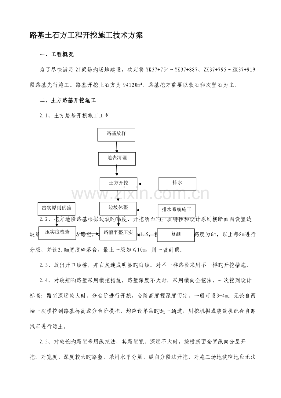 路基挖方施工方案(2).doc_第1页
