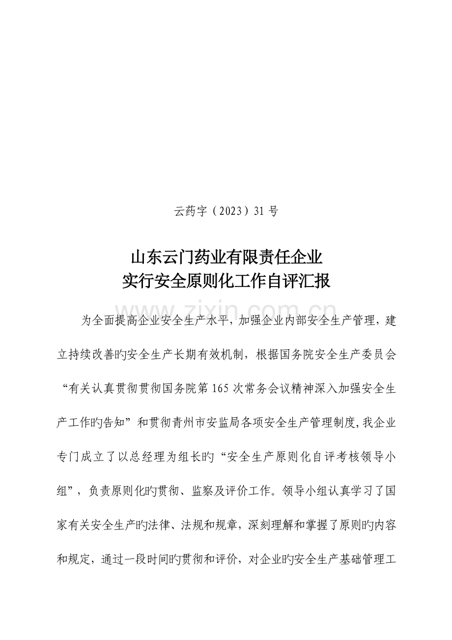 安全生产标准化验收自评报告.doc_第1页