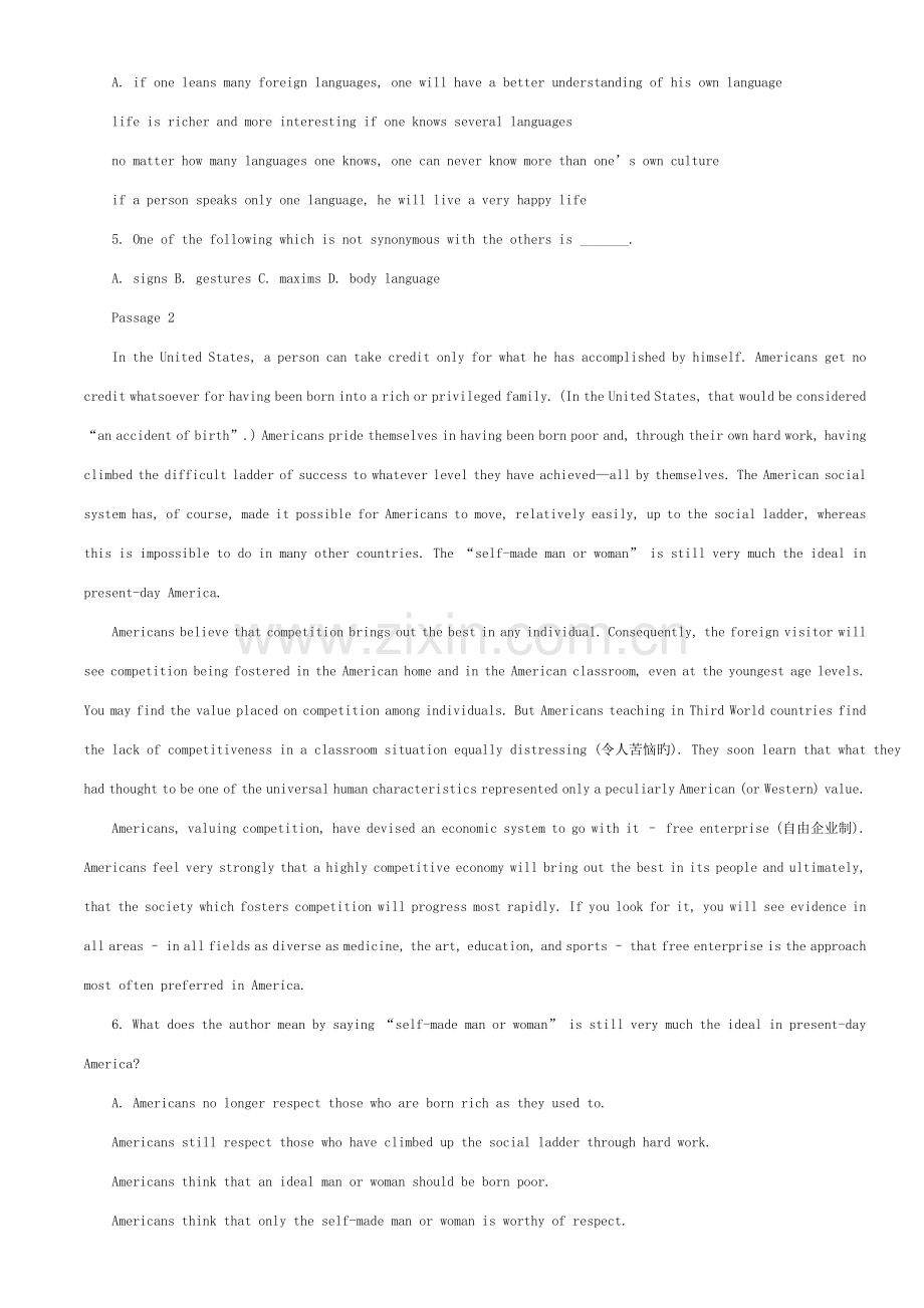 2023年北京成人学位英语考试模拟试题.doc_第2页