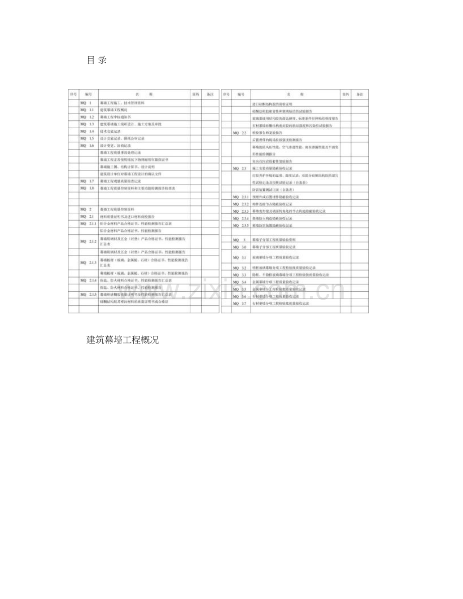 全部模板建筑工程施工质量验收资料MQ建筑幕墙部分图精.doc_第1页