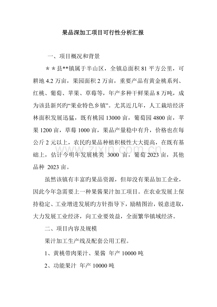 果品深加工项目可行性分析报告.doc_第1页