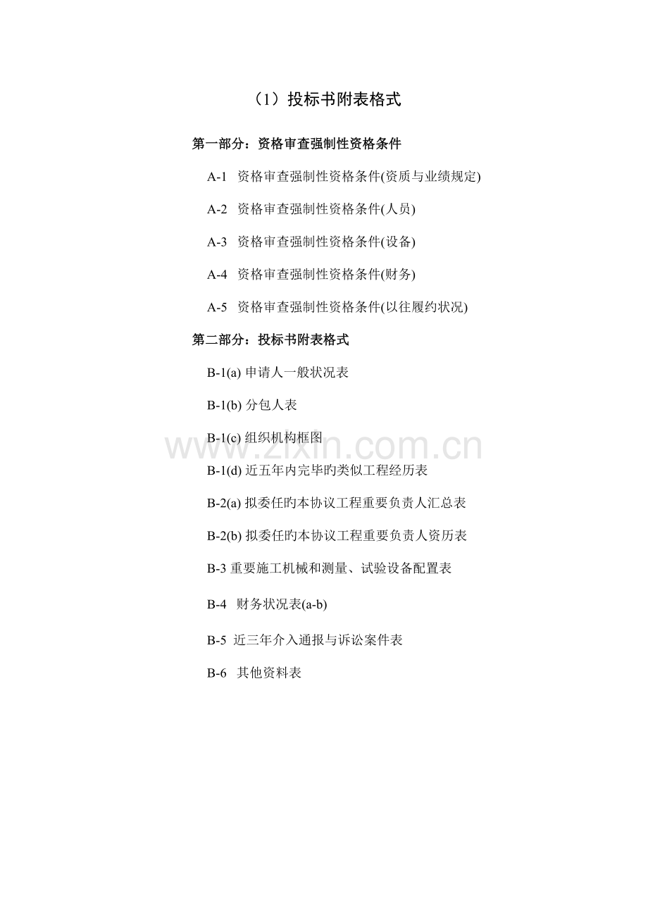 投标书附表格式大全.docx_第1页