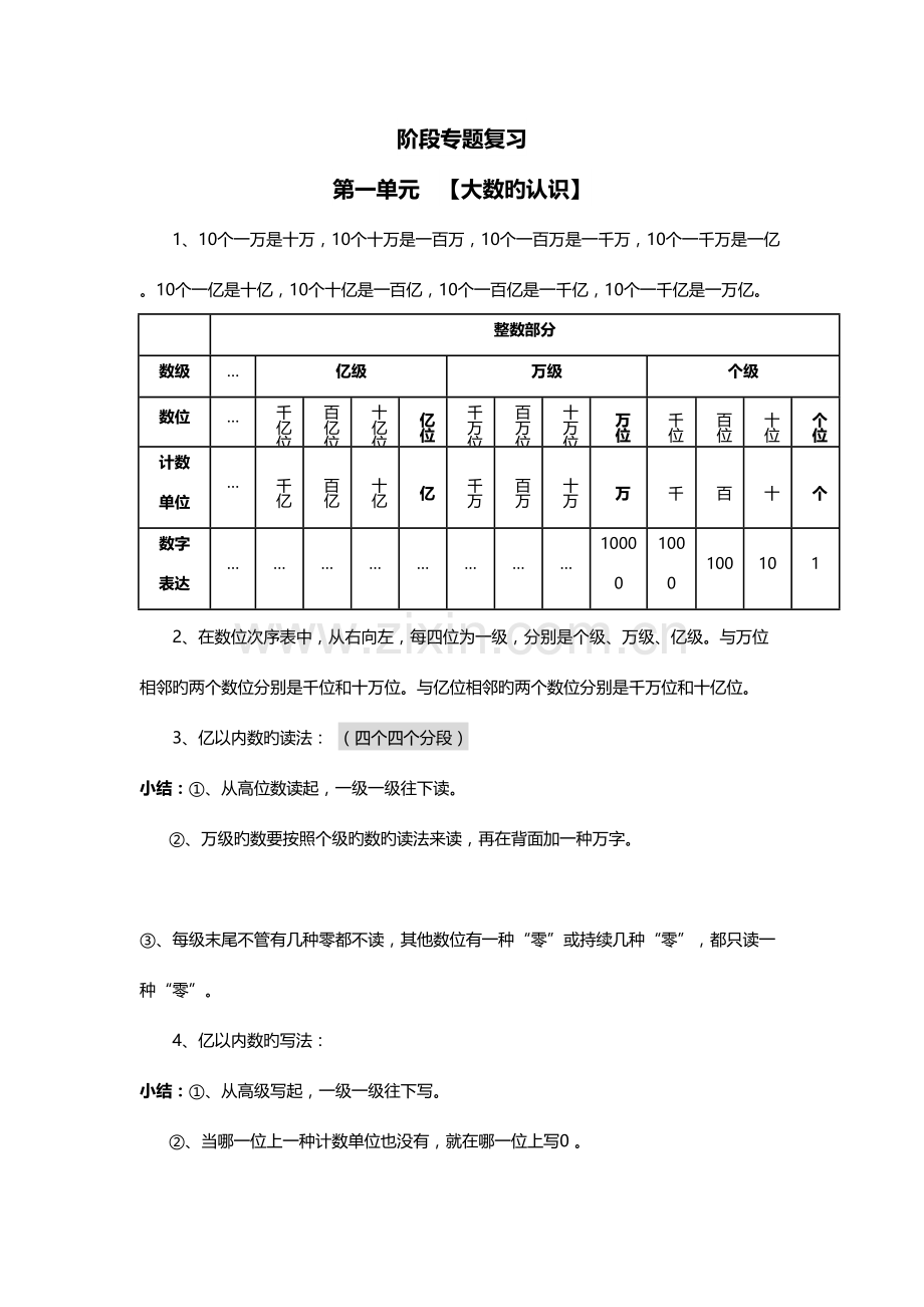 2023年新人教版小学数学四年级上册知识点归纳及配套练习.doc_第1页