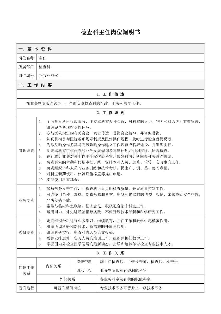 检验科岗位说明书.doc_第1页