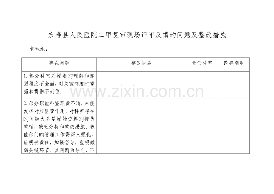 二甲评审反馈问题整改方案.docx_第1页
