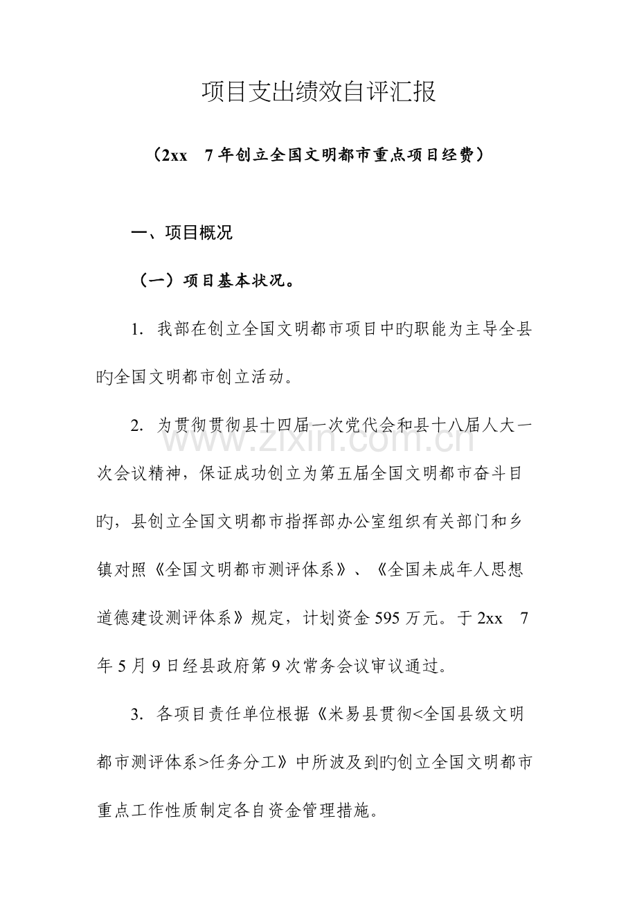 项目支出绩效自评报告.doc_第1页