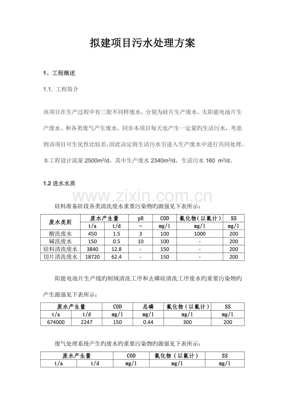拟建项目污水处理初级方案.doc_第1页