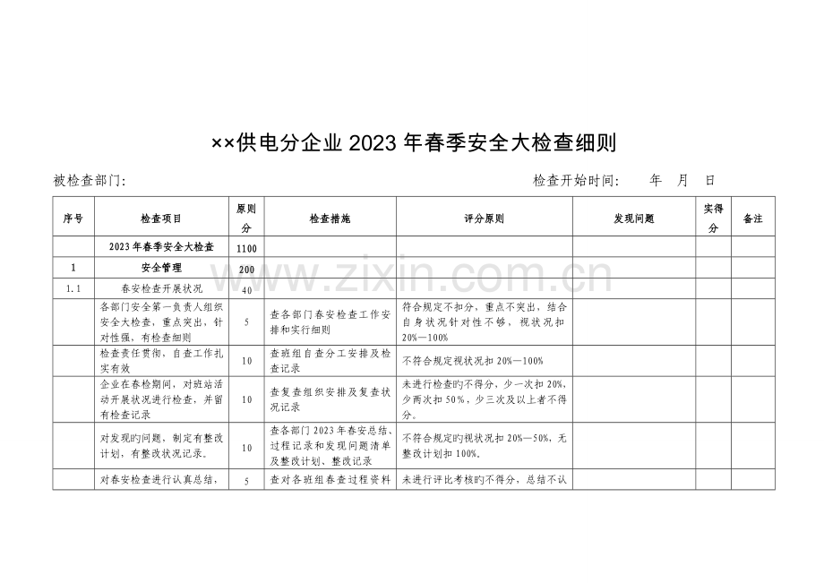 供电分公司春季安全大检查细则.doc_第1页