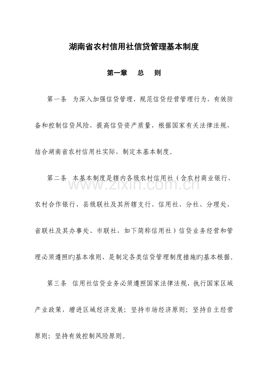 2023年湖南省农村信用社信贷管理基本制度.doc_第1页
