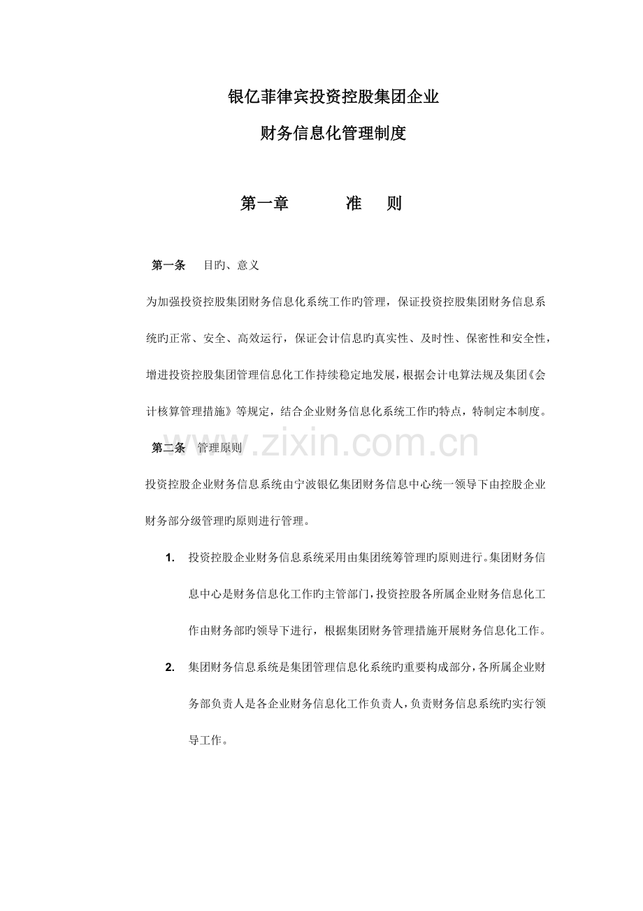 银亿财务信息化管理制度.docx_第1页