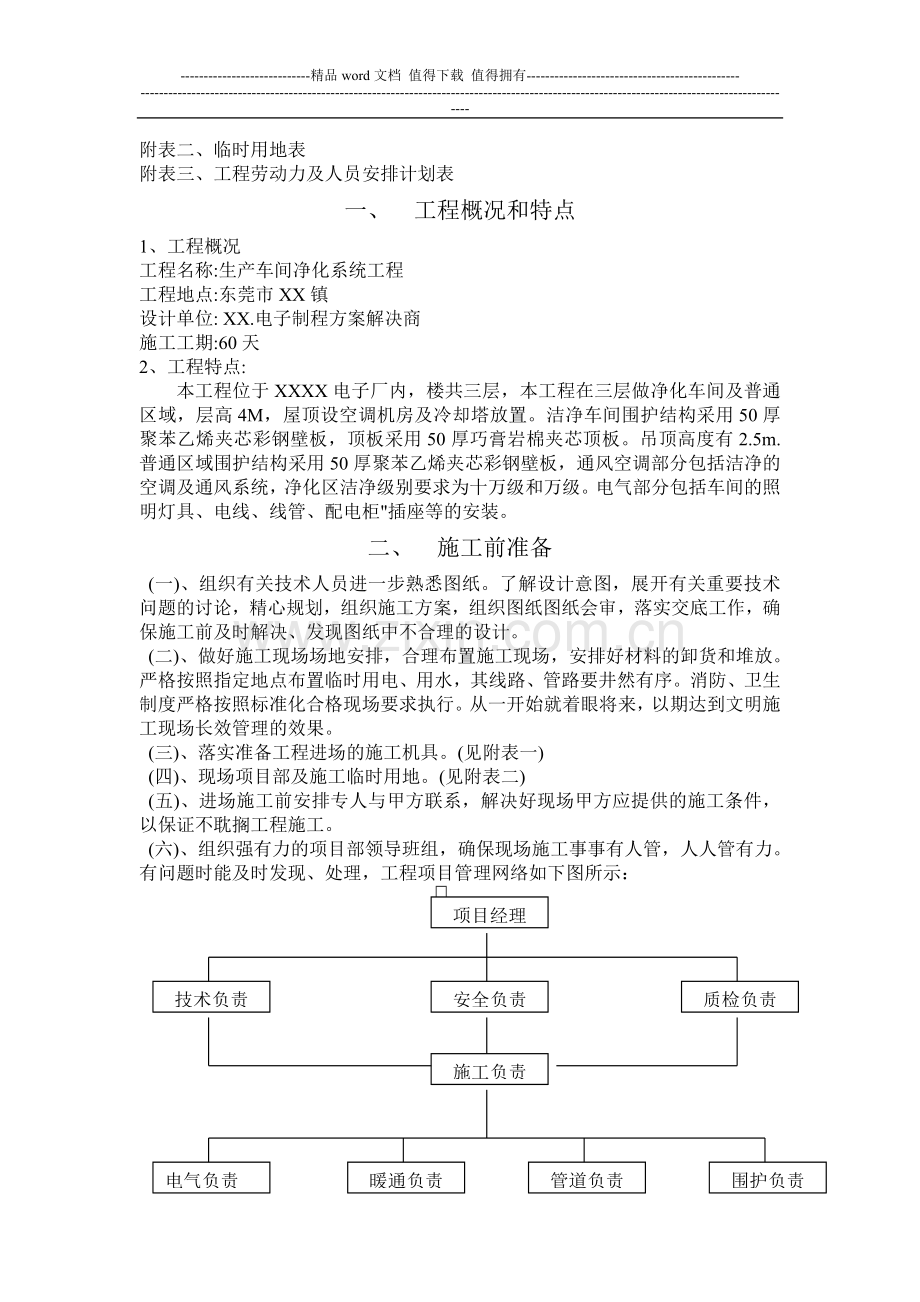 某电子厂生产车间净化系统工程施工组织设计.doc_第2页