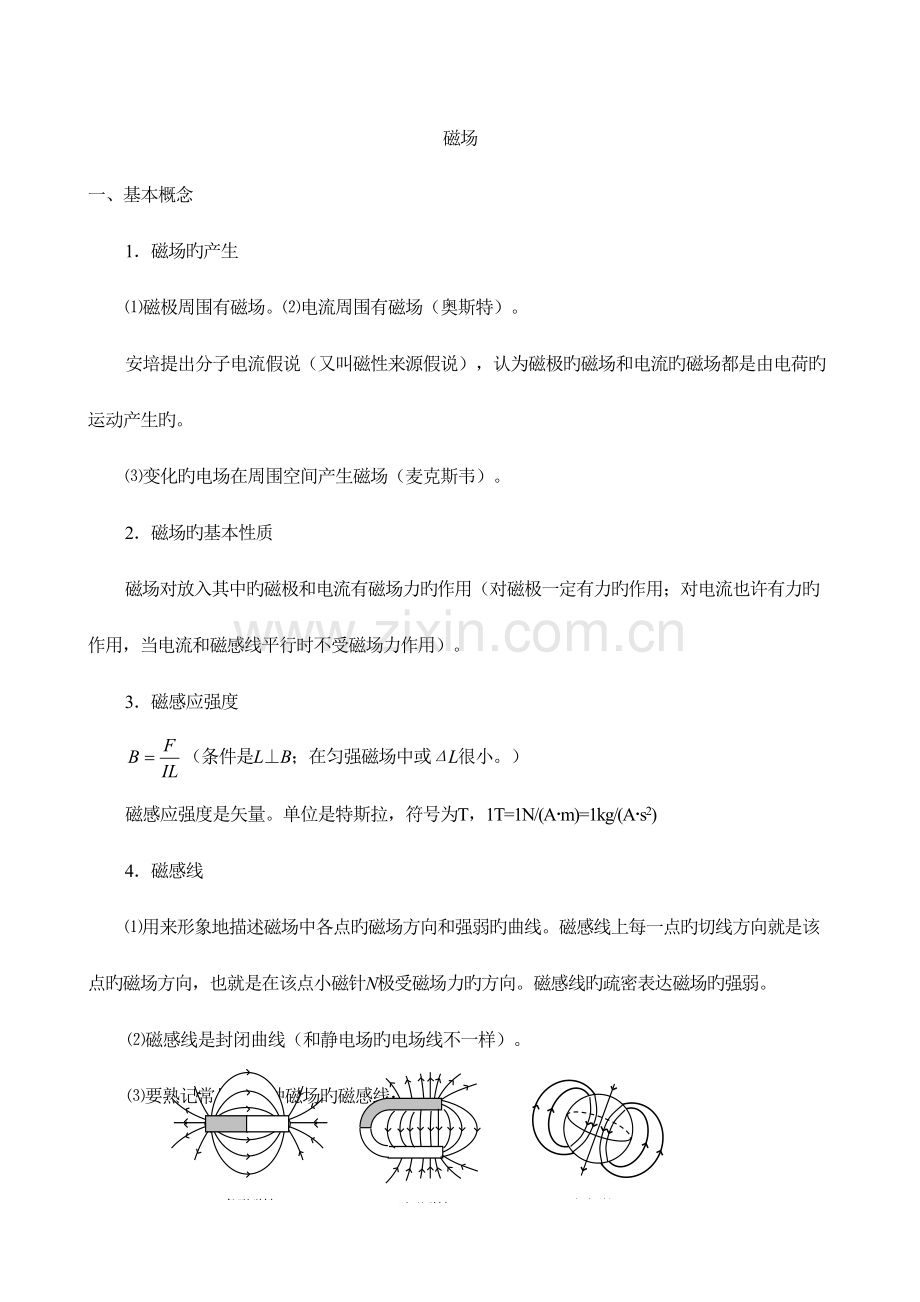 2023年高中物理磁场知识点总结例题.doc_第1页