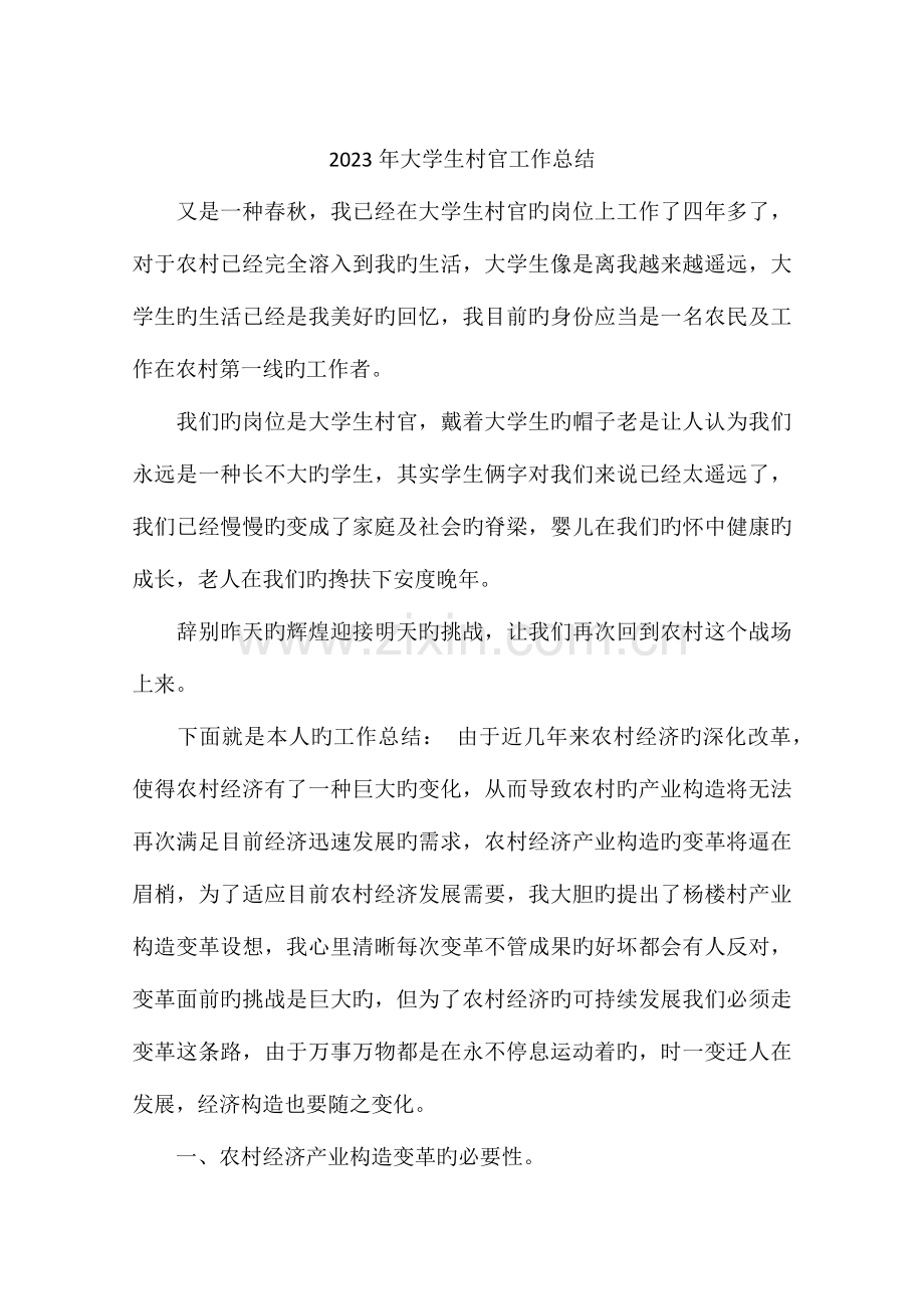 2023年大学生村官工作总结新编.docx_第1页