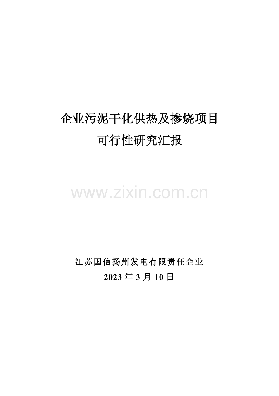 公司污泥干化项目供热及掺烧可行性研究报告.doc_第1页
