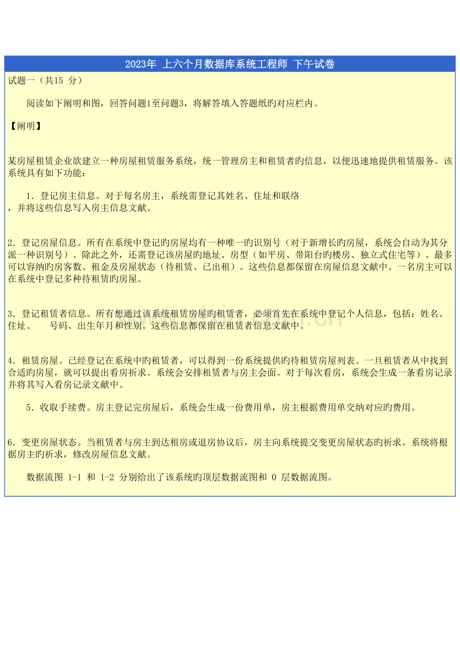 2023年数据库系统工程师考试试卷.doc_第1页