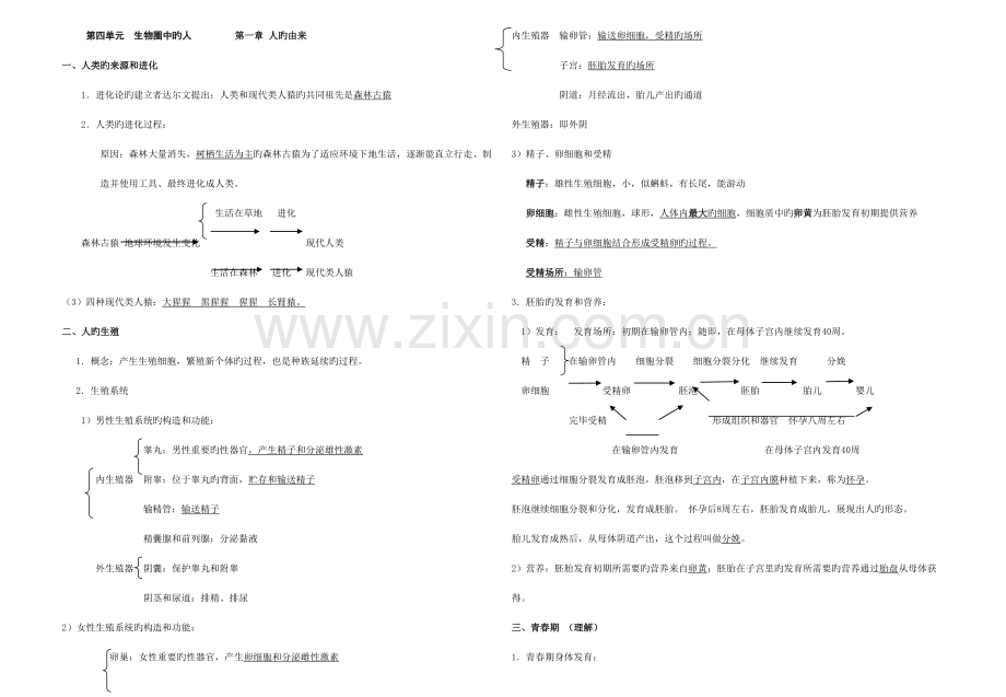 2023年七年级下册生物知识点归纳.doc_第1页