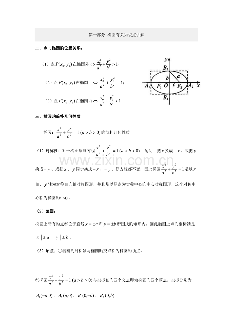 2023年高中椭圆相关知识点复习生.doc_第1页