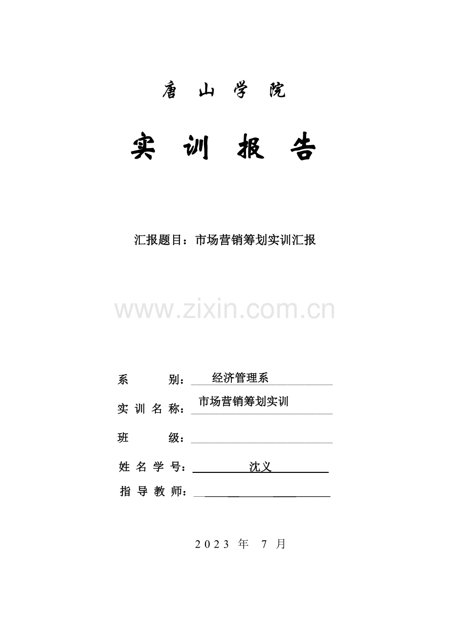营销策划实训报告.doc_第1页