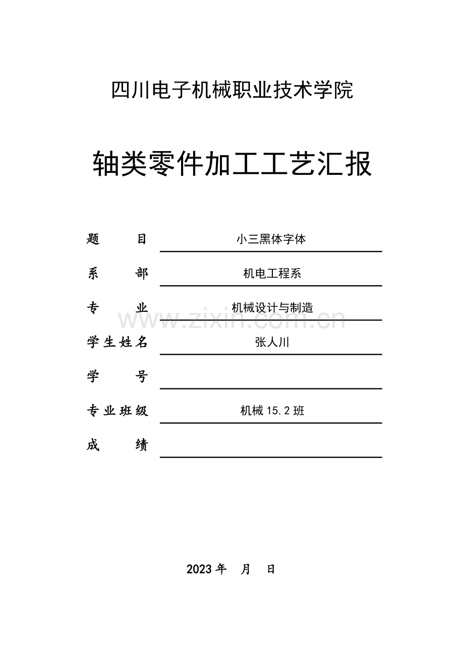 典型轴类零件加工工艺过程设计工艺报告.doc_第1页