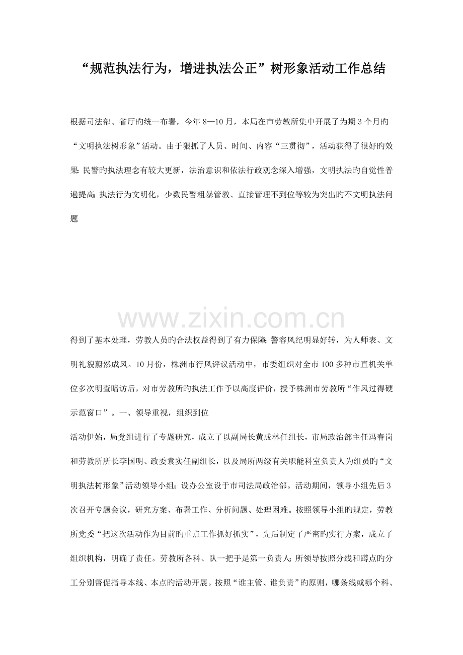 规范执法行为促进执法公正树形象活动工作总结.doc_第1页