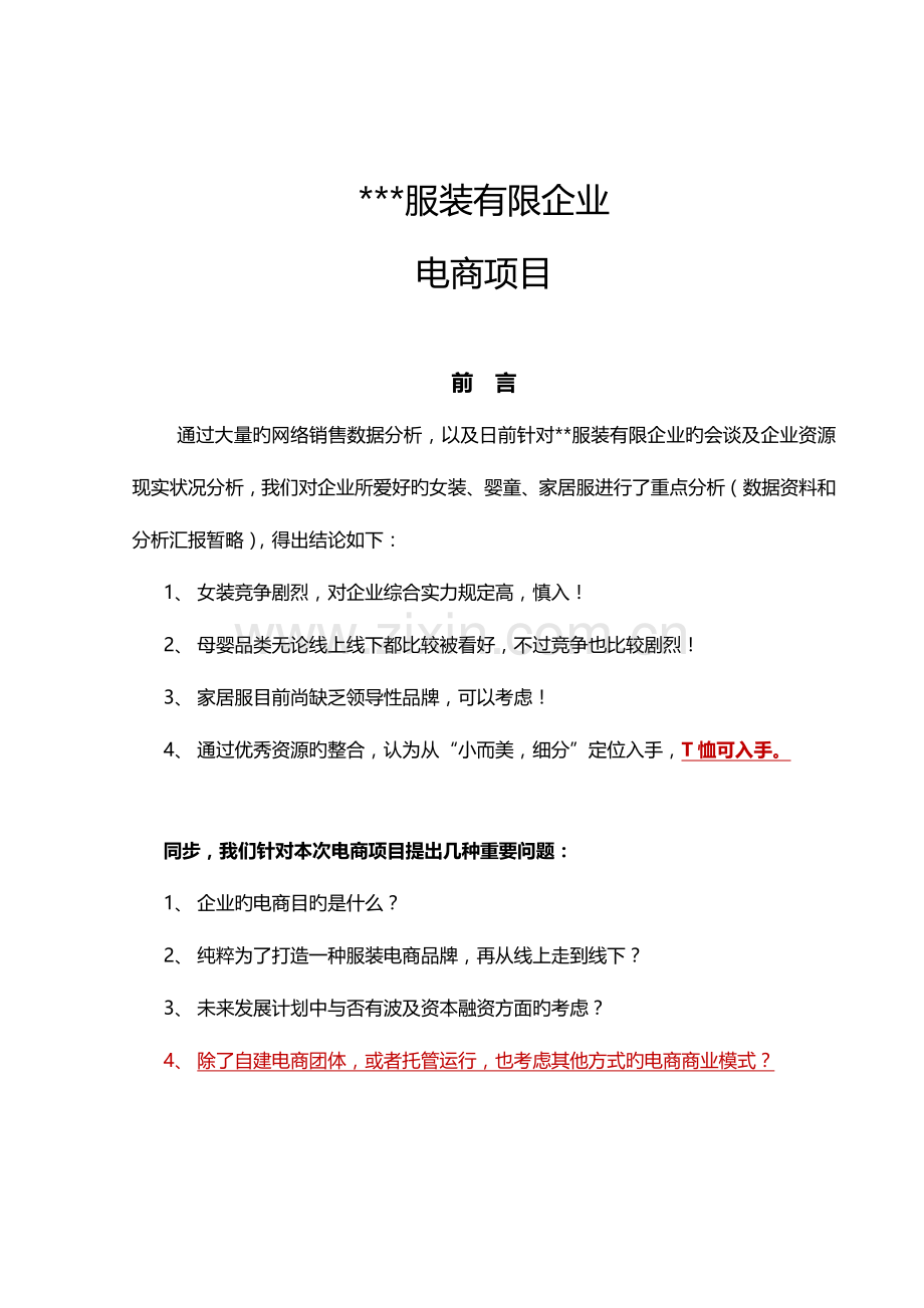 服装企业电商项目策划方案.doc_第1页