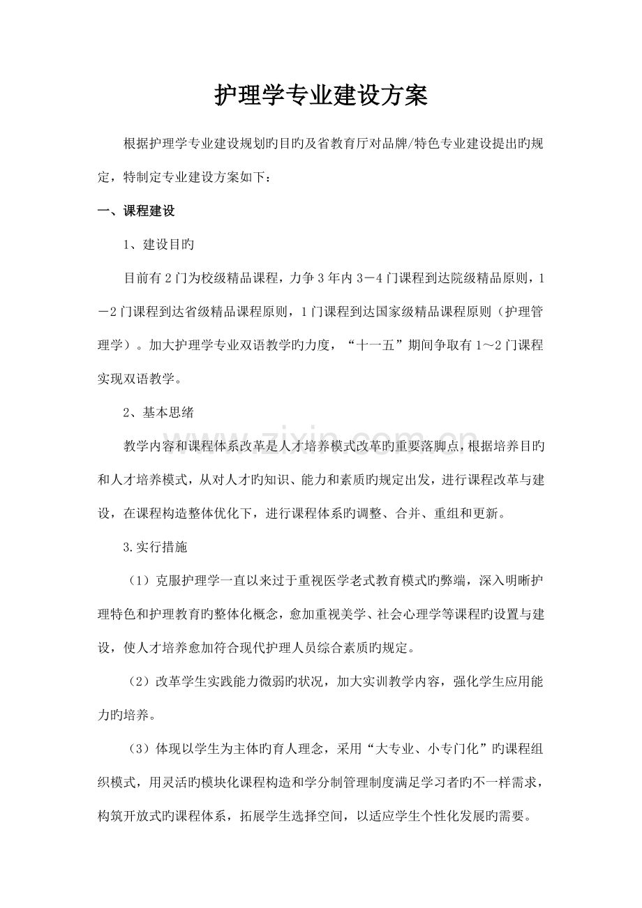 护理学专业建设方案.doc_第1页