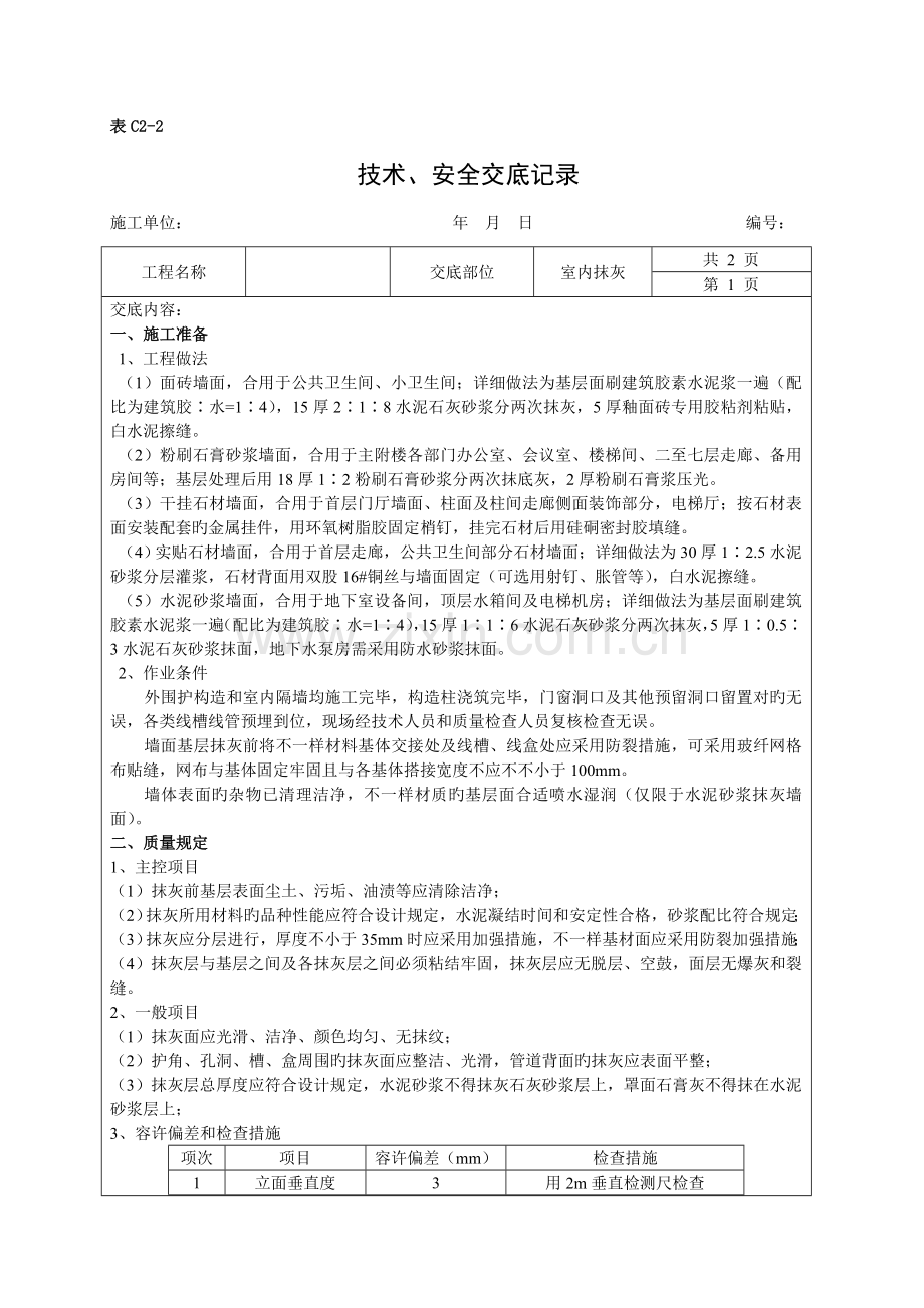 粉刷石膏砂浆抹灰技术交底.doc_第1页