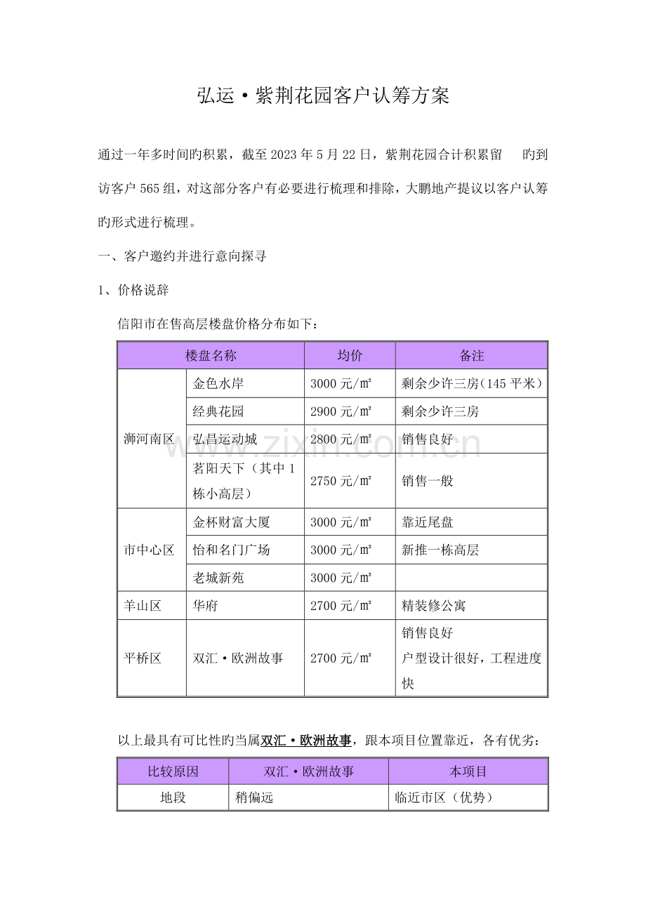 紫荆花园客户认筹方案.doc_第1页