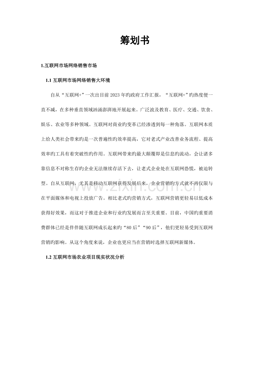 互联网农业营销策划书.doc_第1页
