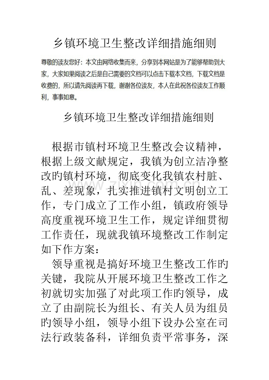 乡镇环境卫生整治具体措施细则.doc_第1页